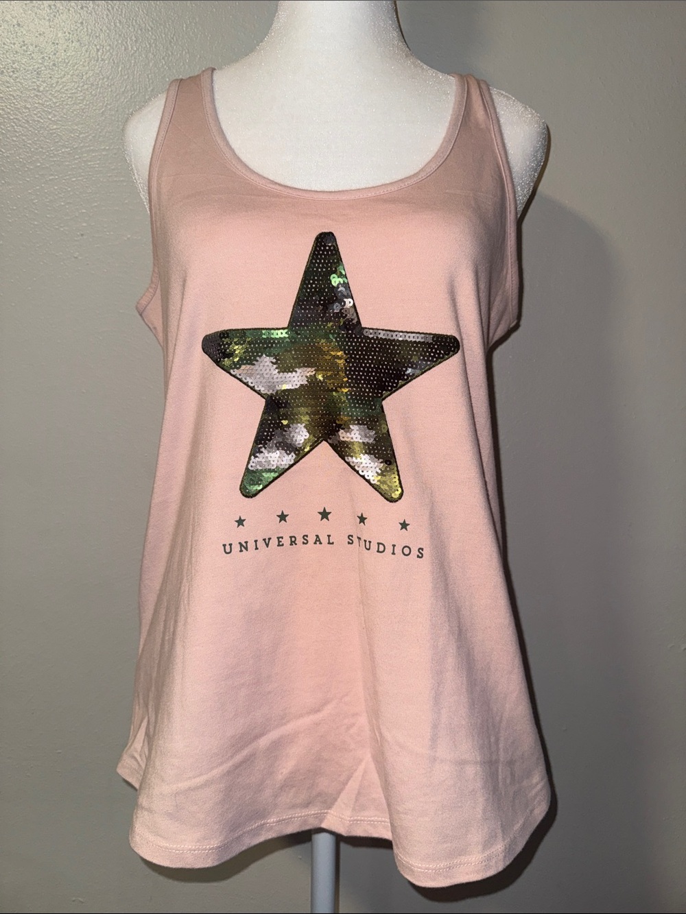 Universal Studios Light Pink Tank Top with Sequin Star
